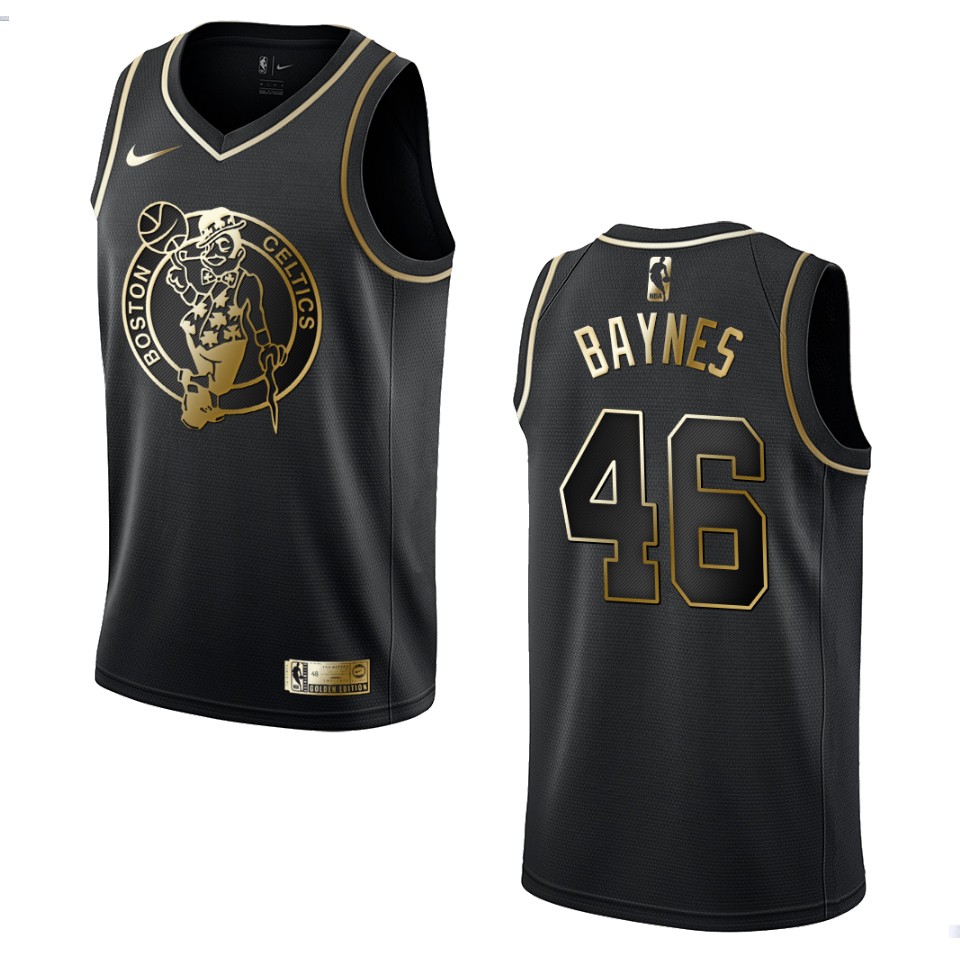 Men's Boston Celtics Aron Baynes #46 Black Golden Edition Jersey 2401JMLH